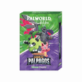 A Palworld Official Card Game display box of the Dawn of Palpagos Green/Purple Trial Deck, featuring colorful artwork of Pals on the front.